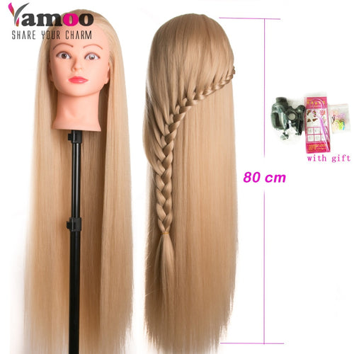 head dolls for hairdressers 80cm hair synthetic mannequin