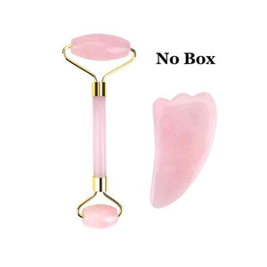 Rose Quartz Roller Slimming Face Massager Lifting Tool Natural Jade