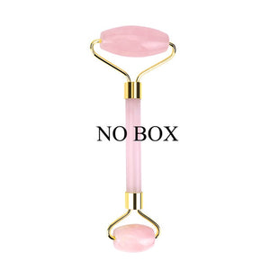 Rose Quartz Roller Slimming Face Massager Lifting Tool Natural Jade