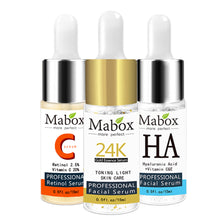 Load image into Gallery viewer, Mabox Face Retinol Serum+Six Peptides Serum Facial 24K Gold+Hyaluronic Acid Serum