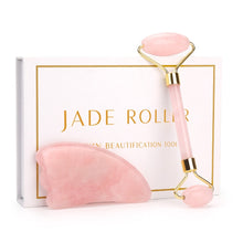 Load image into Gallery viewer, Rose Quartz Roller Slimming Face Massager Lifting Tool Natural Jade