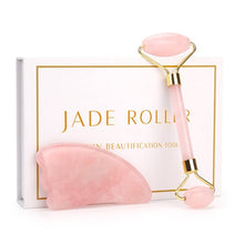 Load image into Gallery viewer, Rose Quartz Roller Slimming Face Massager Lifting Tool Natural Jade