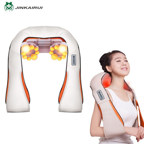 JinKaiRui U Shape Electrical Shiatsu Massager Shawl Roller Heat Massage